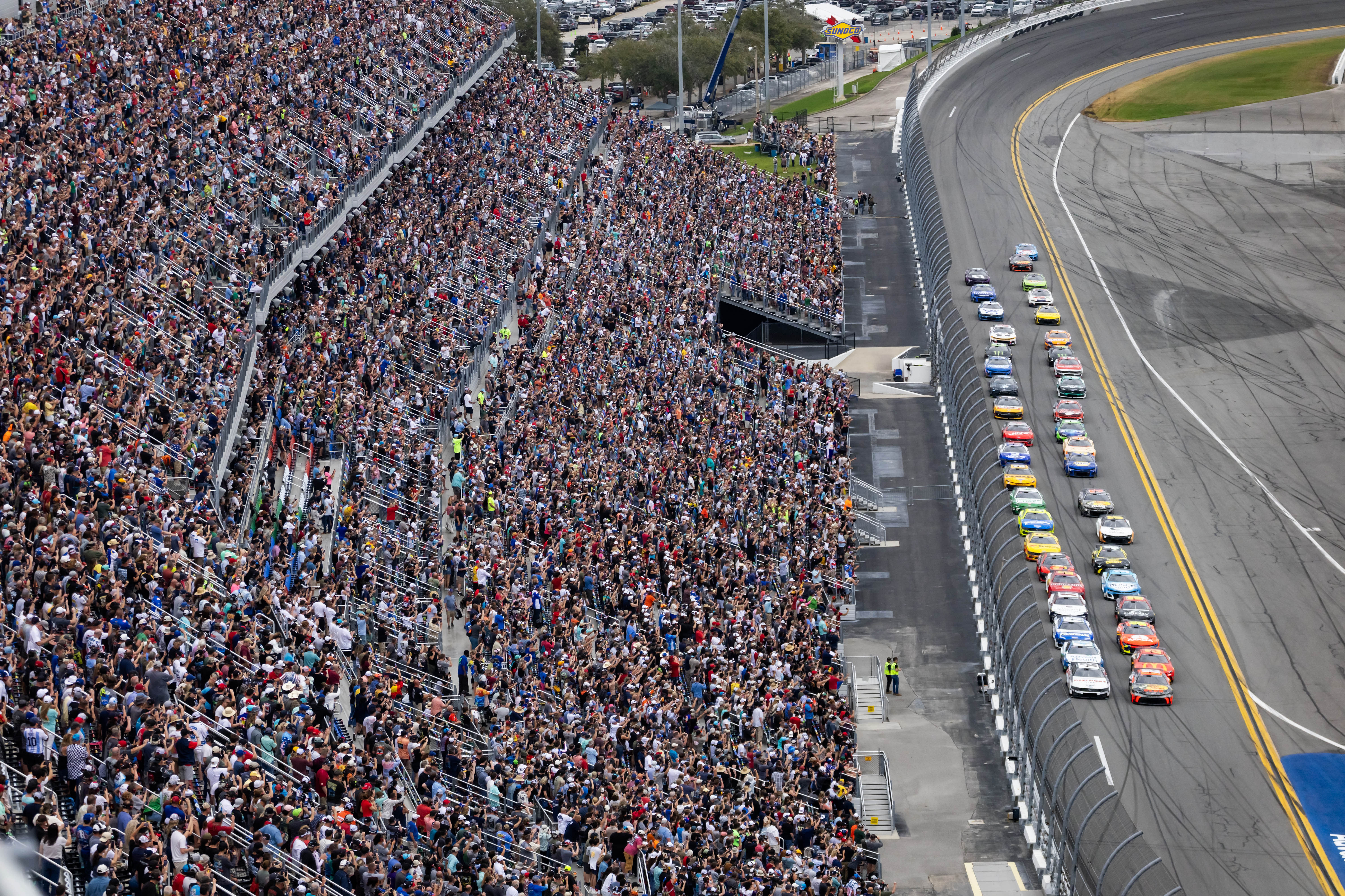 The sold-out Daytona 500 crowd looks on at Daytona International Speedway. Source: Imagn